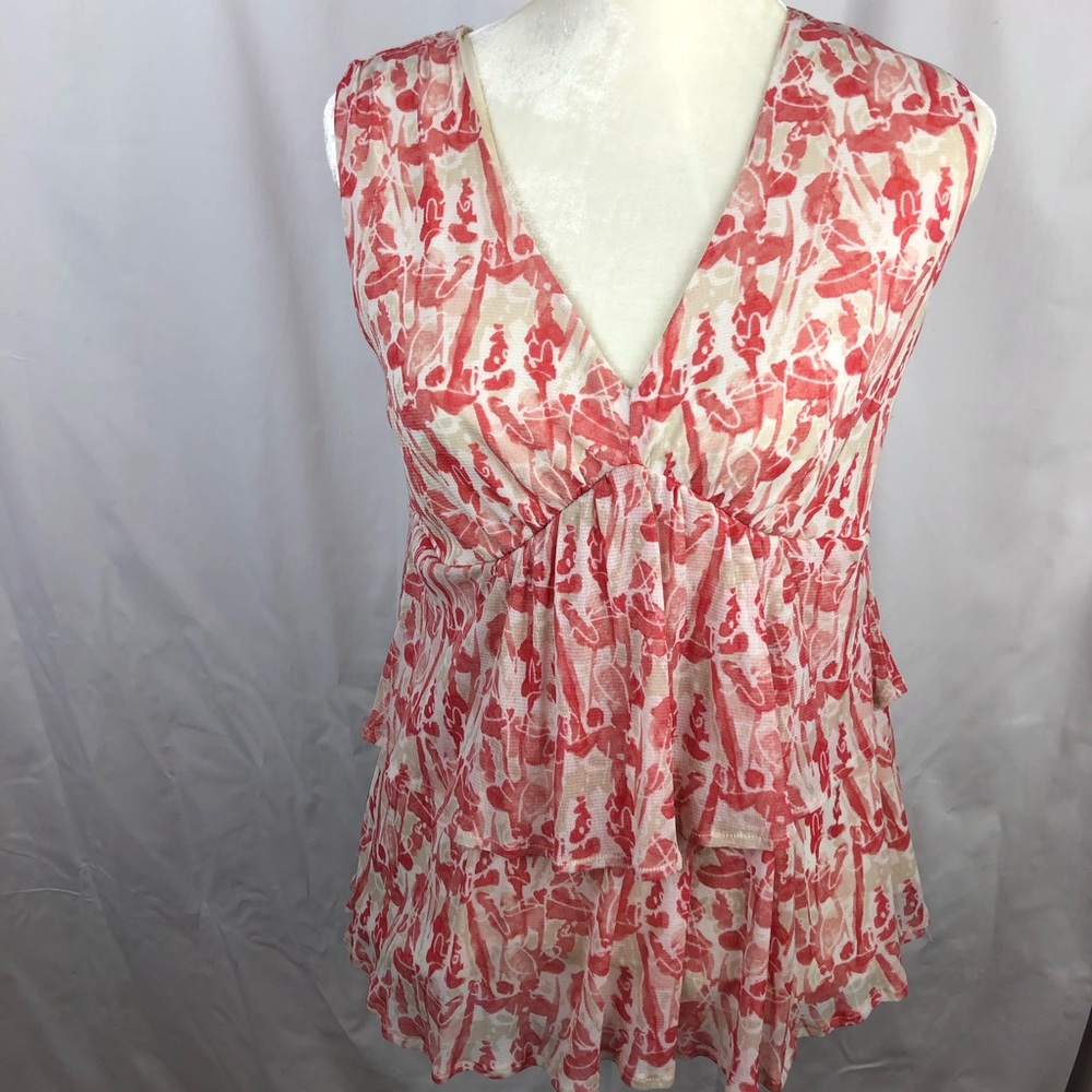 $ New York & Co M Tiered Tunic v-neck peach